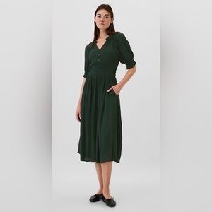 Gap Smocked Splitneck LBD Midi Dress NWT M Date Night Event Dark Romantic